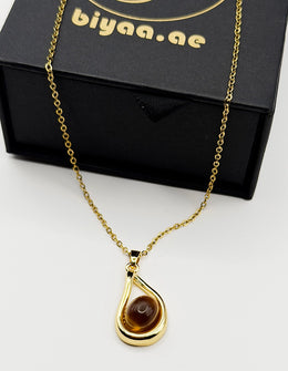 Modern luxury teardrop stone pendant necklace Dubai.