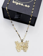 Hypoallergenic non-tarnish gold statement insect necklace.