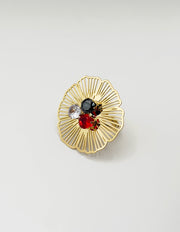 Waterproof gold tri-color crystal fan ring for women Dubai.