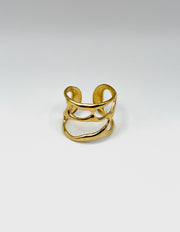 18K gold plated organic cut out wide ring by Biya Accessoires.