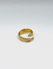 Zephyr Textured Feather Wrap Ring | 18K Gold Plated | Waterproof