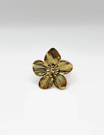 18K gold plated oversized sculpted floral statement ring by Biya Accessoires.