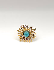 18K gold plated turquoise sunburst statement ring by Biya Accessoires.
