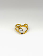 18K gold plated white turquoise wave open ring by Biya Accessoires.