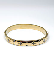 18K gold plated wide band clover bangle with flush set crystals Biya Accessoires gift for her
