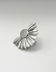 silver plated half bloom statement ring by Biya Accessoires.