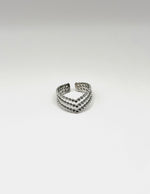 Waterproof silver stacked dotted ring adjustable for women Dubai.