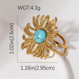 Oasis Turquoise Sunburst Statement Ring | 18K Gold Plated | Waterproof