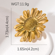 Solstice Full-Bloom Sunflower Statement Ring | 18K Gold Plated | Waterproof