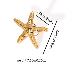 Marina Textured Starfish Statement Ring | 18K Gold Plated | Waterproof