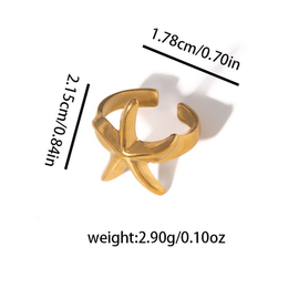 Stella Petite Starfish Open Ring | 18K Gold Plated | Waterproof