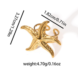 Odyssey Mid-Size Starfish Statement Ring | 18K Gold Plated | Waterproof
