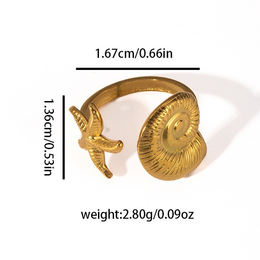 Odyssey Starfish & Ammonite Open Ring | 18K Gold Plated | Waterproof
