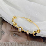 Model wearing premium hypoallergenic imitation jewelry bracelet in Dubai.