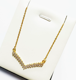 Aura Pavé Crystal Chevron Necklace | 18K Gold Plated | Waterproof