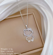 Nostalgic Feline Silhouette Pendant | 18K Gold Plated & Crystal | Waterproof