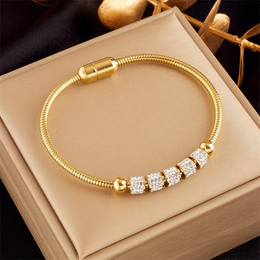 Aura Pavé Cylinder Snake Chain Bracelet | 18K Gold Plated | Waterproof
