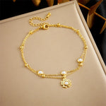 Hypoallergenic non-tarnish dainty gold beaded chain bangle UAE.