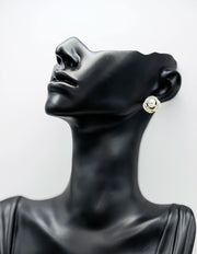 Close-up of premium hypoallergenic imitation jewelry featuring a celestial pearl design.