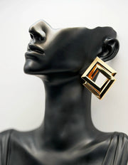 Luxe Interlocking Geometric Diamond Hoops | BEST FASHION JEWELRY IN UAE