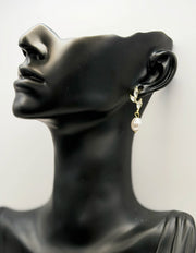 Luxe Marquise Crystal Vine & Baroque Pearl Drop Earrings | Best Imitation Jewellery Brands In UAE