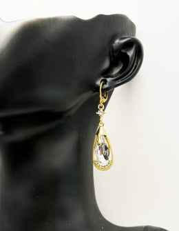 Luxe Crystal Teardrop Halo Dangle Earrings | Best Imitation Jewellery Brands In UAE