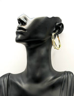 مجوهرات دبي gold plated triple band rhinestone hoop earrings for women.