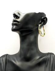 مجوهرات دبي gold plated triple band rhinestone hoop earrings for women.