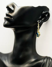 Luxe Sapphire Blue Peacock Crystal Drop Earrings | BEST FASHION JEWELRY IN UAE
