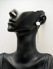 Close up of imitation jewelry uae statement studs featuring iridescent flower petals.