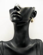 Best imitation jewellery brands in uae gold trapeze earrings with white enamel.