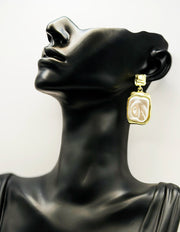 Biya Accessoires artificial jewellery online dubai molten gold baroque pearl drop earrings.