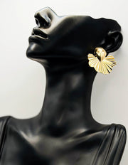Luxe Golden Ginkgo Fan Statement Studs | Best Imitation Jewellery Brands In UAE