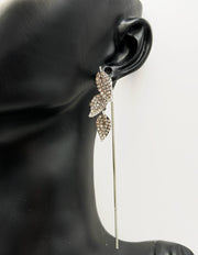 Best imitation jewellery brands in uae silver chain drop earrings with crystal foliage.