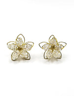Biya Accessoires artificial jewellery online dubai clear crystal wire-wrapped flower earrings.