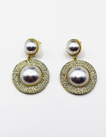 Biya Accessoires artificial jewellery online dubai crystal halo pearl earrings.