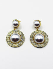 Biya Accessoires artificial jewellery online dubai crystal halo pearl earrings.