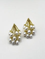 Biya Accessoires artificial jewellery online dubai gilded pearl grape cluster earrings.