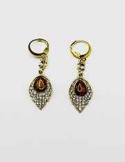 Biya Accessoires artificial jewellery online dubai gold amber teardrop dangle earrings.
