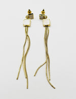 Biya Accessoires artificial jewellery online dubai gold geometric chain fringe earrings.
