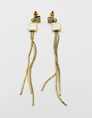 Biya Accessoires artificial jewellery online dubai gold geometric chain fringe earrings.