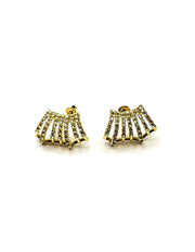 Biya Accessoires artificial jewellery online dubai gold multi-row crystal claw earrings.