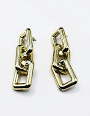 Biya Accessoires artificial jewellery online dubai gold rectangular link statement earrings.