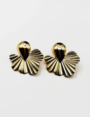 Luxe Golden Ginkgo Fan Statement Studs | Best Imitation Jewellery Brands In UAE