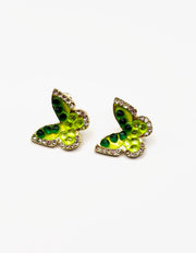 Biya Accessoires artificial jewellery online dubai green crystal butterfly studs.