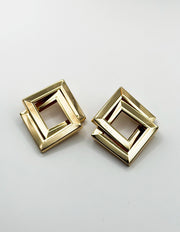 Luxe Interlocking Geometric Diamond Hoops | BEST FASHION JEWELRY IN UAE
