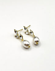 Luxe Marquise Crystal Vine & Baroque Pearl Drop Earrings | Best Imitation Jewellery Brands In UAE