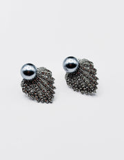 مجوهرات دبي silver plated bridal pearl crystal earrings for women.
