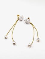 Biya Accessoires artificial jewellery online dubai pearlescent rose and pearl drip earrings.