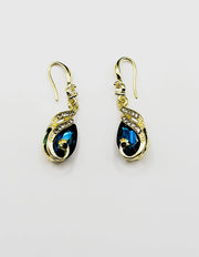 Luxe Sapphire Blue Peacock Crystal Drop Earrings | BEST FASHION JEWELRY IN UAE